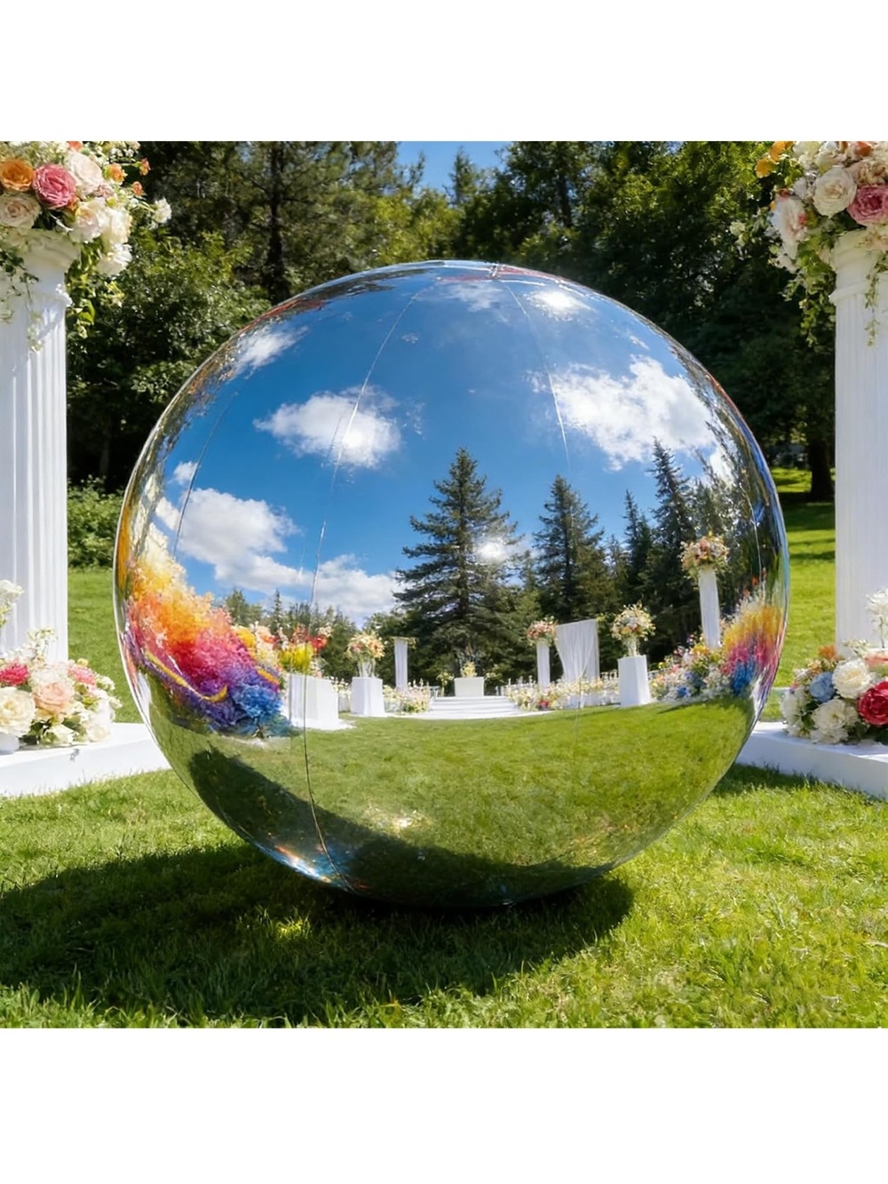 Inflatable Ball Silver, with 500W Electric Pump-1 Piece, 19.7in/0.5m